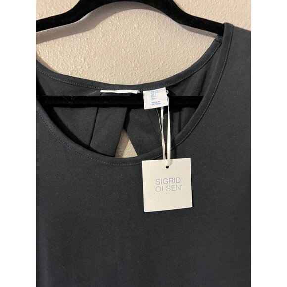 Sigrid Olsen Dress L Large Dark Gray Cutout Back Washable Sleeveless Stretch NWT - Picture 3 of 5